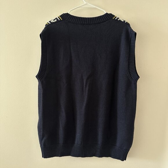 NWT Fendi Logo Intarsia Button-Up Vest Sweater Blue FF Virgin wool 100% Sz 50 - Picture 8 of 10